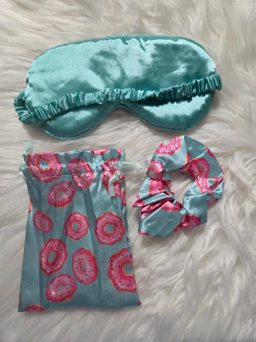Donut Design Sleep Mask/Pouch & Scrunchie Set